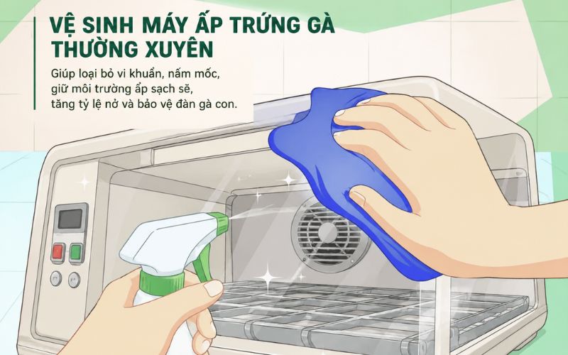 Vệ sinh máy ấp trứng gà